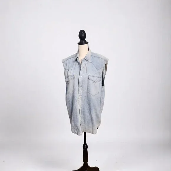 Denim Sleeveless Tunic Top - Picture 2 of 14